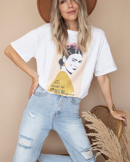 Ode To Frida Kahlo White/Beige - T-Shirt