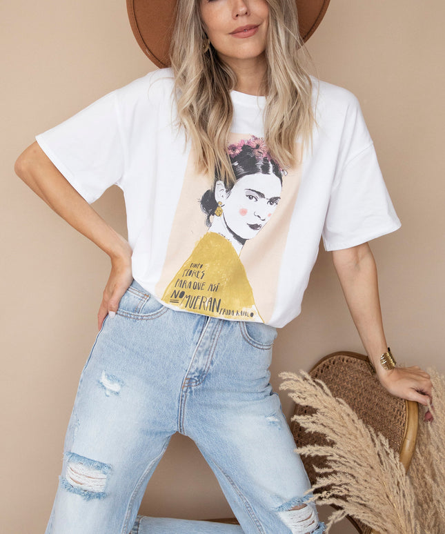 Ode To Frida Kahlo White/Beige - T-Shirt