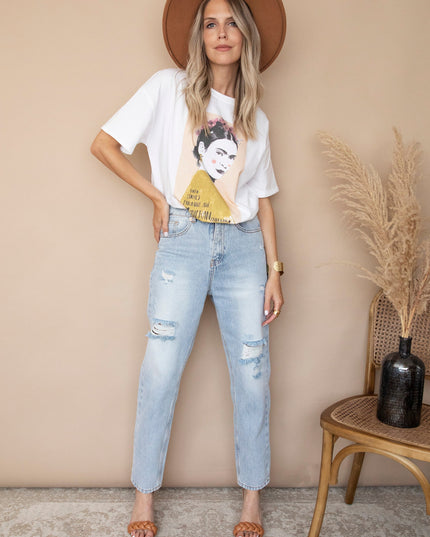 Ode To Frida Kahlo White/Beige - T-Shirt