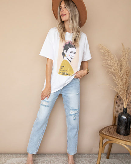 Ode To Frida Kahlo White/Beige - T-Shirt