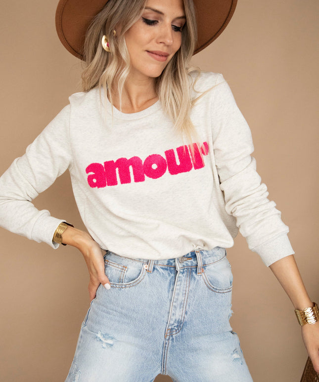 Mon Amour Cream/Fuchsia - Sweater