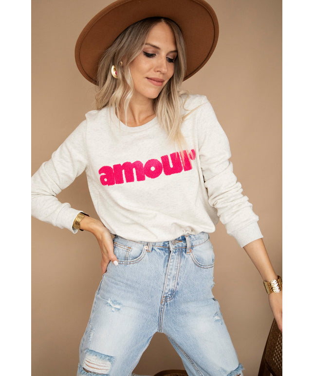 Mon Amour Cream/Fuchsia - Sweater