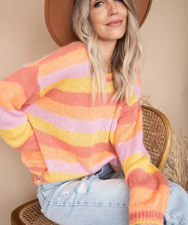 One Stripe Ahead Yellow/Lila - Trui