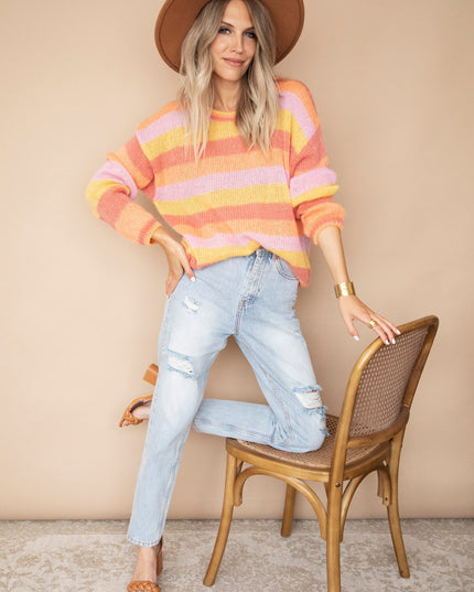 One Stripe Ahead Yellow/Lila - Trui
