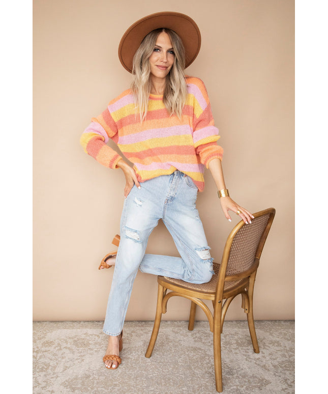 One Stripe Ahead Yellow/Lila - Trui