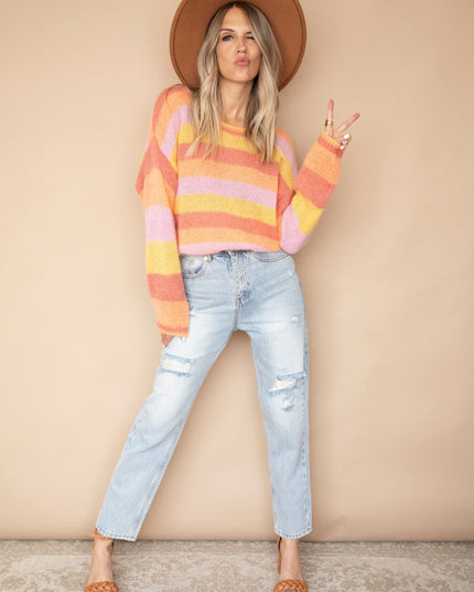 One Stripe Ahead Yellow/Lila - Trui