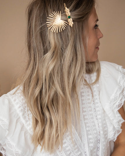 Roman Leaf Gold/Green - Haarspeld
