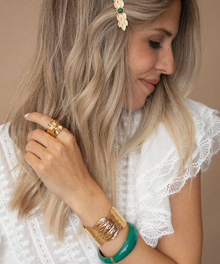 Roman Leaf Gold/Green - Haarspeld