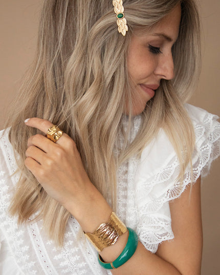 Roman Leaf Gold/Green - Haarspeld