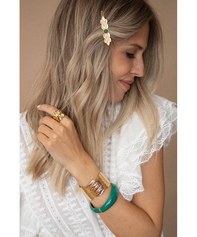 Roman Leaf Gold/Green - Haarspeld
