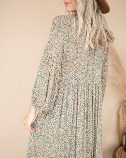 Joyce Camel/Petrol - Maxi Jurk