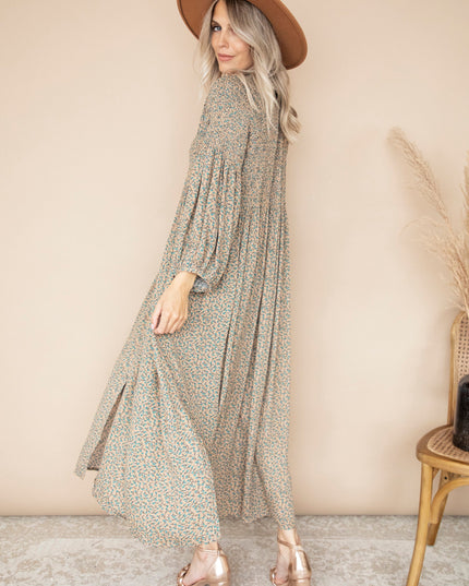 Joyce Camel/Petrol - Maxi Jurk