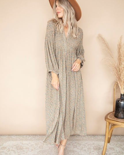 Joyce Camel/Petrol - Maxi Jurk