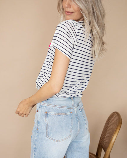 Amour Stripes Navy/Fuchsia - T-Shirt