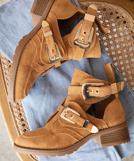 Cut Out Ankle Camel - Boots