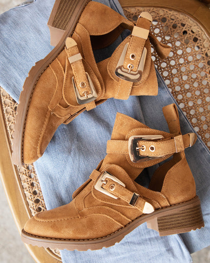 Cut Out Ankle Camel - Boots