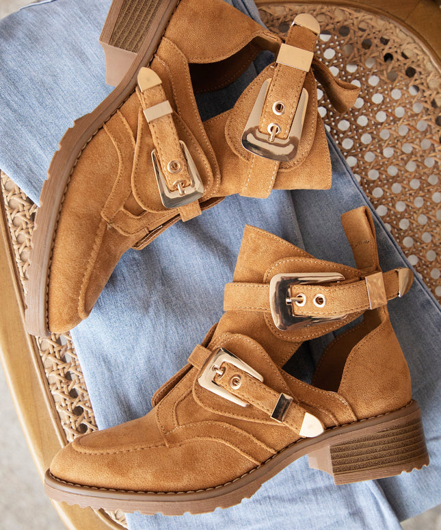 Cut Out Ankle Camel - Boots