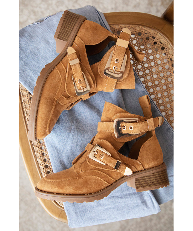 Cut Out Ankle Camel - Boots