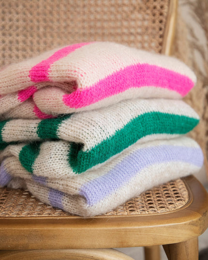 More Stripes & Good Vibes Beige/Dark Green - Trui