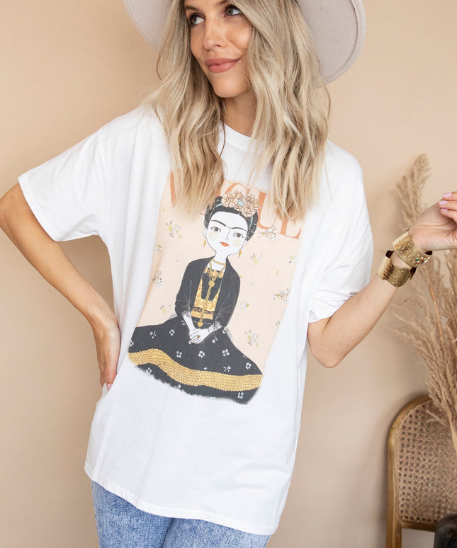 Frida On Vogue White/Beige - T-Shirt