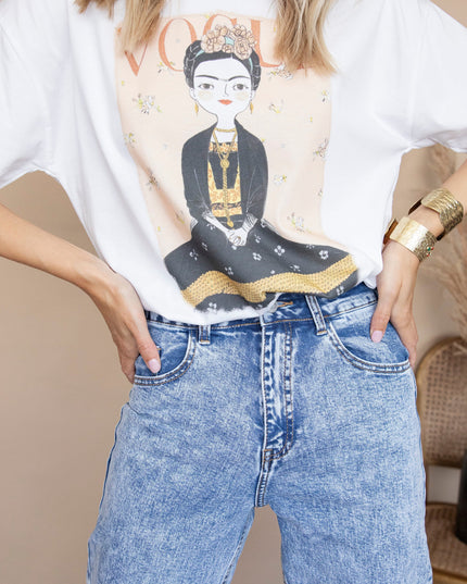 Frida On Vogue White/Beige - T-Shirt
