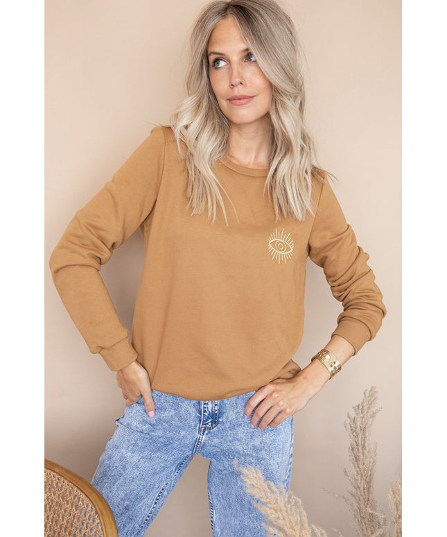 All Eyes On You Camel - Sweater
