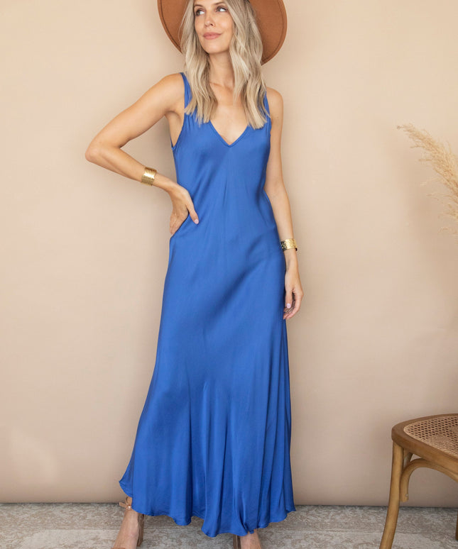 Silky Beauty Dark Blue - Maxi Jurk