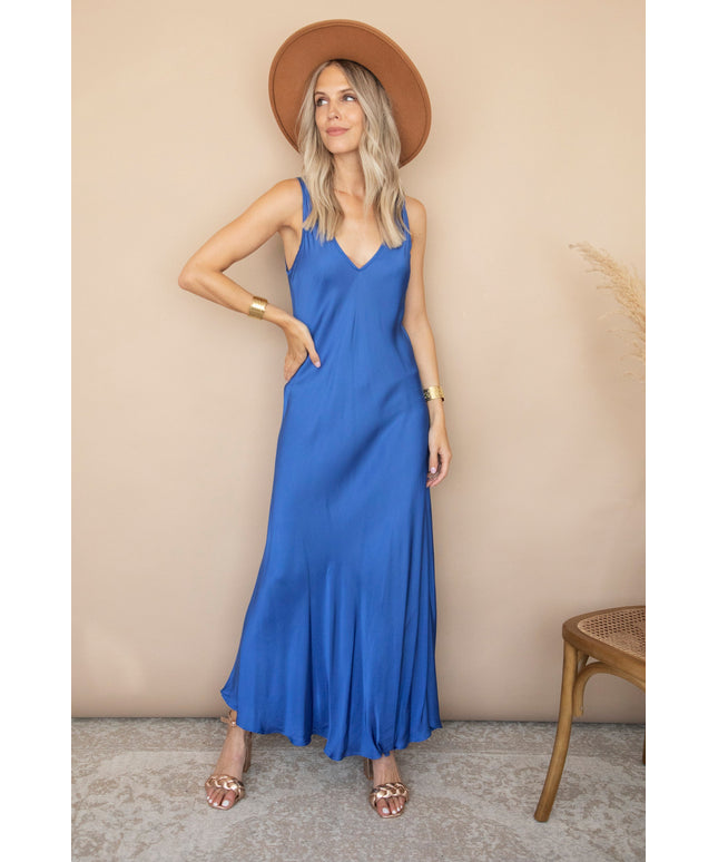 Silky Beauty Dark Blue - Maxi Jurk
