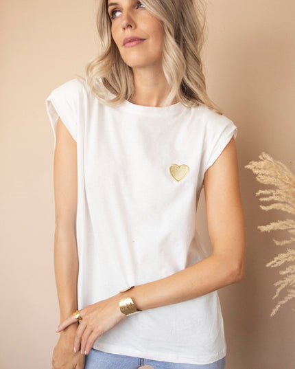 Beating Heart Epaulettes White - T-Shirt