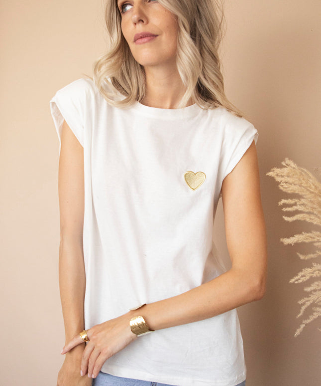 Beating Heart Epaulettes White - T-Shirt