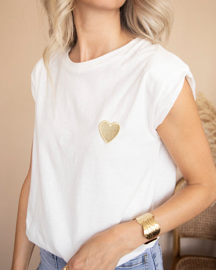 Beating Heart Epaulettes White - T-Shirt