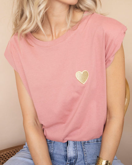 Beating Heart Epaulettes Old Pink - T-Shirt
