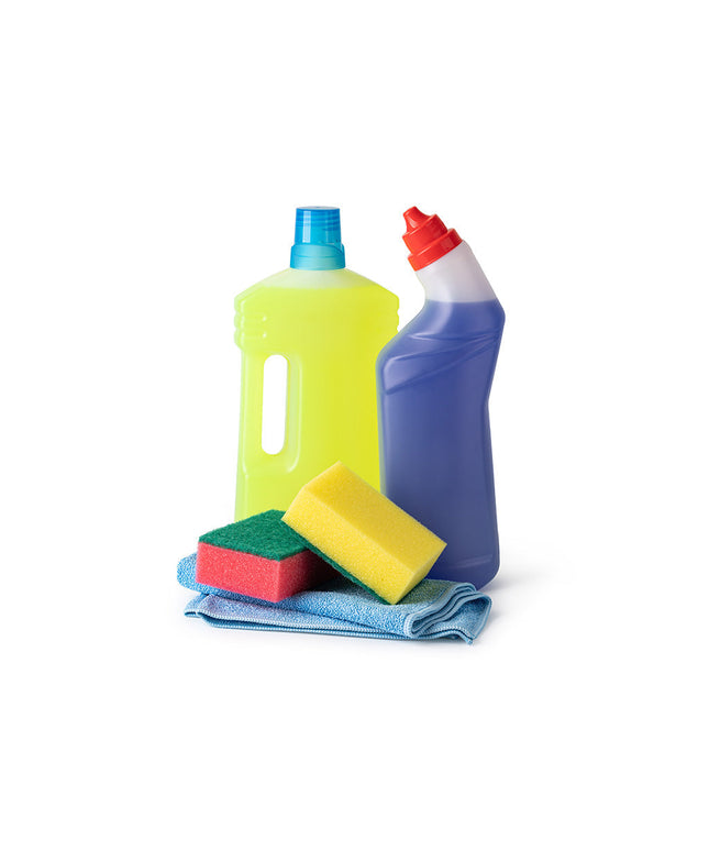 Large Bucket with cleaning bottles