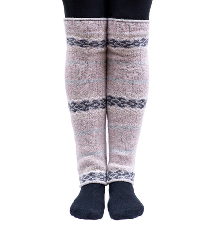 Pinked striped wool leg warmers