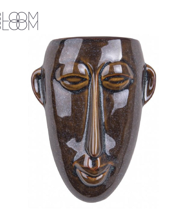 Face vase brown - Wall plant - Present Time
