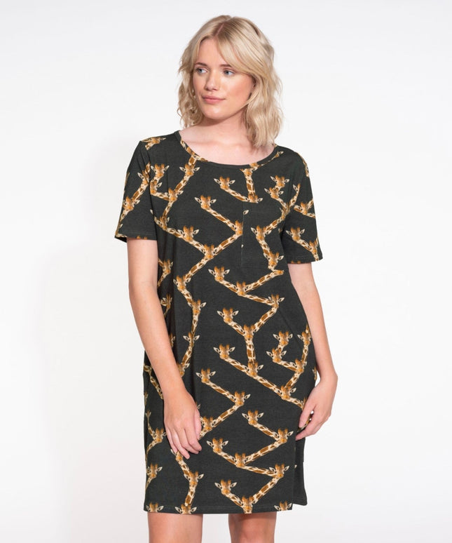 SNURK Giraffe Black T-shirt Dress women