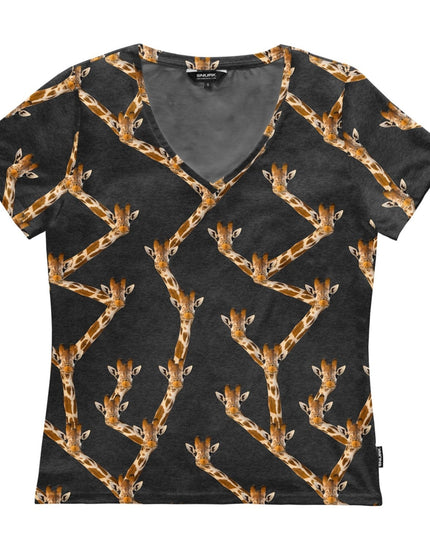 SNURK Giraffe Black V-neck T-shirt Women