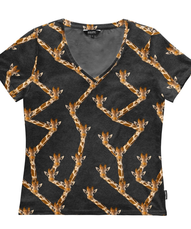 SNURK Giraffe Black V-neck T-shirt Women