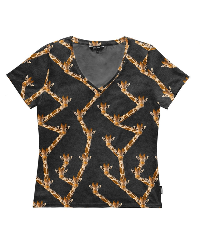 SNURK Giraffe Black V-neck T-shirt Women