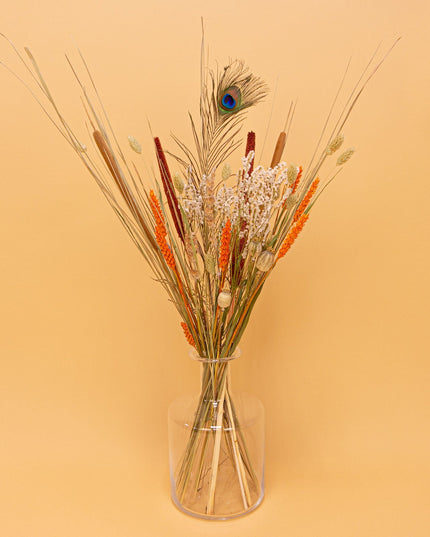 Dried Flowers Bouquet - Orange Peacock